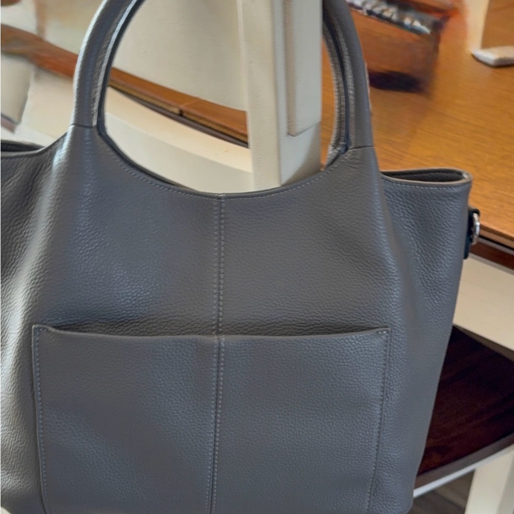 Pebbled Shoulder Tote in Charcoal Gray - Picture 2 of 8